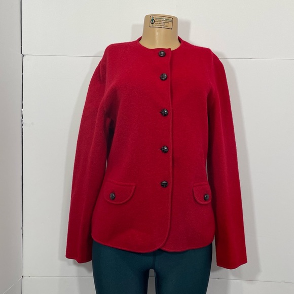 - NWT Lands End Red Wool Button blazer. - Picture 1 of 14